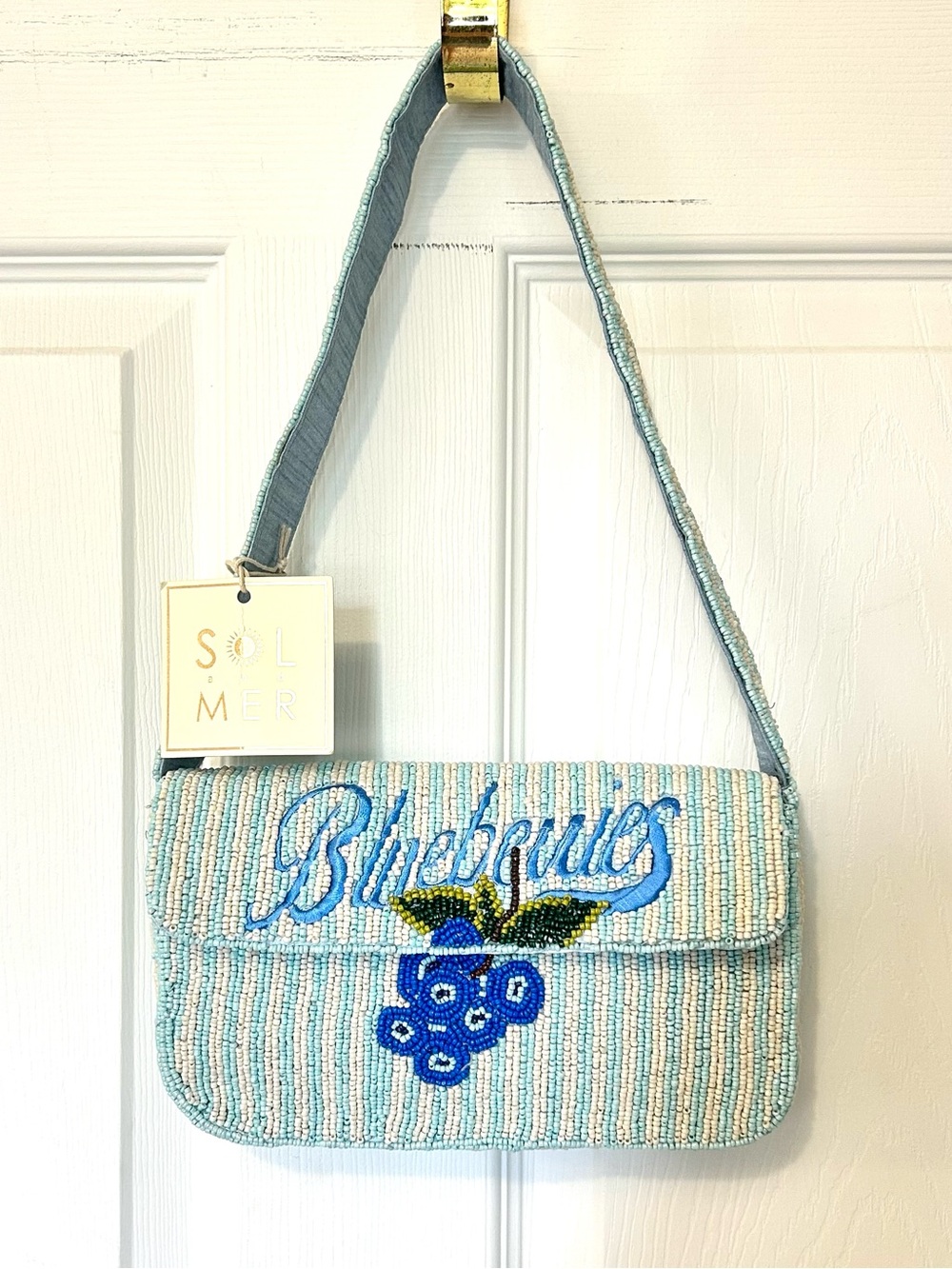 Blueberries Beaded Shoulder Bag Purse by Sol and Mer NWT